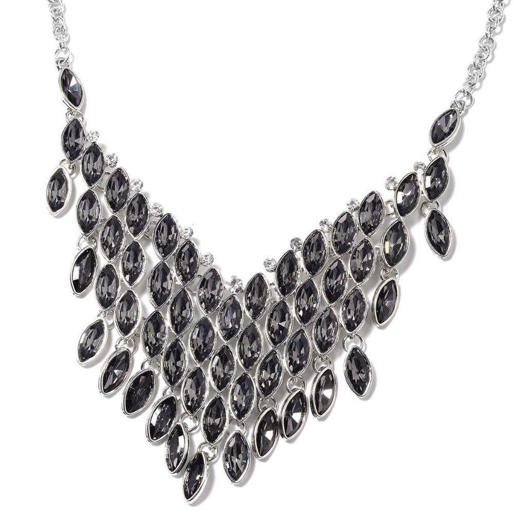 Simulated Gray Quartz and Austrian Crystal